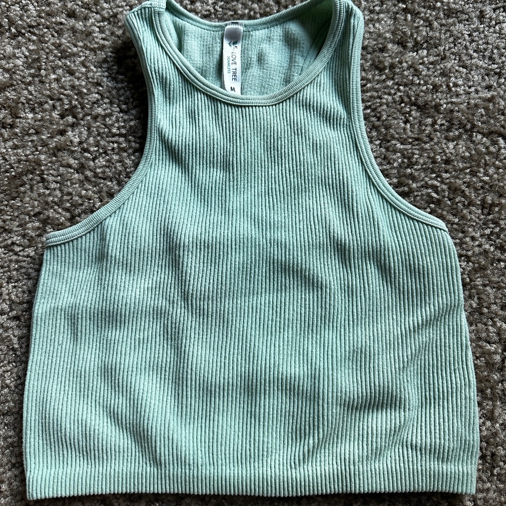 Love Tree brand mint green crop tank top Size M fits like a small